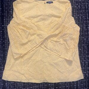 Chaps Light Yellow Eyelet Blouse